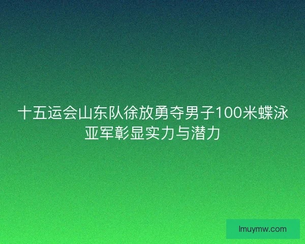 十五运会山东队徐放勇夺男子100米蝶泳亚军彰显实力与潜力